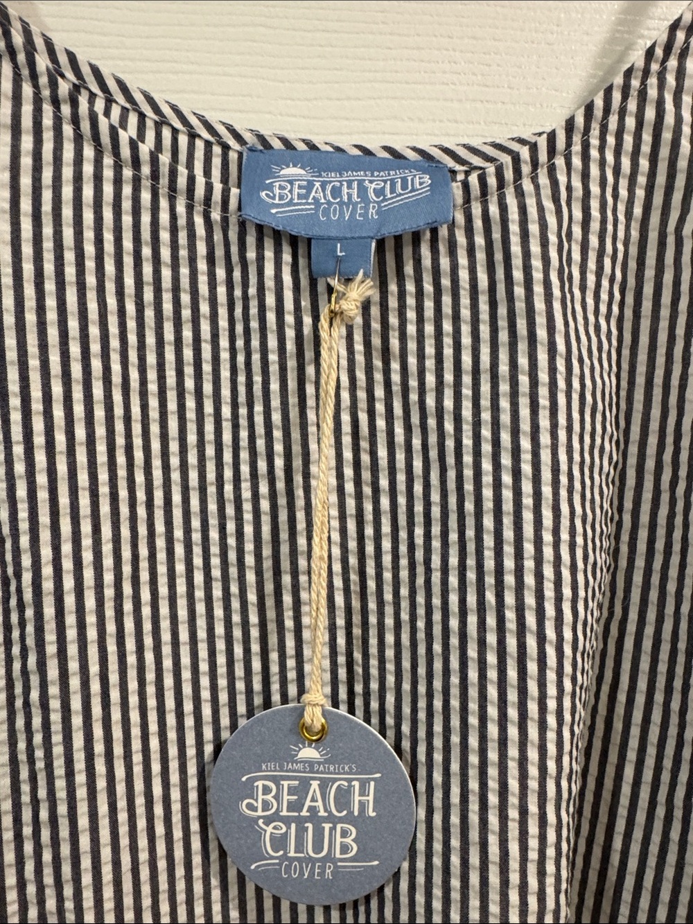 Kiel James Patrick Navy and White Striped Beach Cover - Picture 2 of 7
